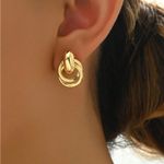 Gold Circle Knot Earrings Photo 5