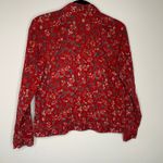 Christopher & Banks  Red Floral Corduroy Shacket Jacket Sz Small Photo 5