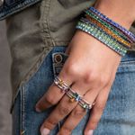 Touchstone Crystal Swarovski Company silver with aquamarine ring Photo 2