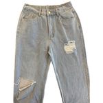 Women’s Distressed Flare Bottom Light Washed Distress Jeans Size Large Blue Photo 2