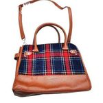 Plaid Stripe Wool Polyester Striped Red Blue Purse Straps Shoulder Cross Body Photo 0