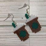 Handmade  Starbucks Frappe Pixel Perler Bead Earrings, Novelty Earrings Photo 2