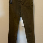 Ethyl Olive Green Frayed Hem Embroidered Skinny Jeans Size 2 Photo 0