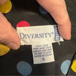 Vintage Diversity Colorful Polka Dot Women's Button Down Shirt 100% Silk Black Photo 5