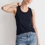 Madewell ✨ Whisper Cotton Scoopneck Tank Black Sz Medium Top✨ Photo 0