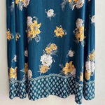 Loft  Blue and Yellow Floral Swing Shift Dress, Casual Knit Dress, Size Medium Photo 13