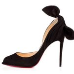 Christian Louboutin Barbara 100mm Women's Black Suede Peep Toe Heels Size 39 Photo 0