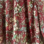 Topshop  Sz 8 Womens Dark Red Floral Print Mock Neck Shirt Blouse Prairie Boho Photo 3