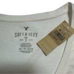 American Eagle NEW Off White Eyelet Floral Vneck Statement Sleeve Blouse XS Photo 3