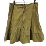 American Eagle  Vintage Lace Up Back Corduroy Tiered A Line Side Zip Skirt Size 8 Photo 3