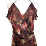 Haute Hippie Brown Floral Print Backless Halter Silk Mini Dress Size Medium Photo 1