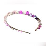Hand Wired Headband with Crystal Butterflies, Glass Beads and Crystal Rondelles Pink Photo 5
