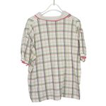 1980s Vintage Pastel Plaid Polo Shirt Grandmacore Medium White Photo 3