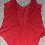 l*space L* Arizona Ribbed One Piece Swimsuit Deep V Neck Low Scoop Back Redwood 10 Photo 5