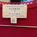 Flower & Feather blouse Red Size 2X Photo 2