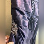 Maggie Sottero Flirt Strapless Purple Embellished Ruched Gown rhinestones& amber Size 10 Photo 11