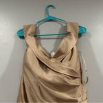 La Femme  28103 Off-the-Shoulder Rouched Satin Trumpet Gown Champagne Photo 5