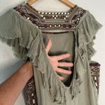 Free People Embroidered Boho Dress Aztec Southwestern Cottage Babydoll Sage Fall Photo 4