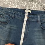 Coldwater Creek  Brown Faux Leather Side Stripe‎ Skinny Denim Blue Jeans Size 14 Photo 7