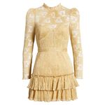 Saylor Adria Minidress Women's Large Gold Lace Long Sleeve High Neck Tiered NWT Photo 13