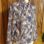 Vintage 70s leaves dressy blouse Size M Photo 3