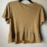 Known Supply Women’s LEONORA TOP STRIPE Flutter Sleeve Top 100% Organic Cotton Size M Photo 4