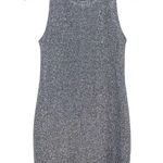 ZARA Metallic Stretch Sleeveless Fitted Tank Mini Dress Silver Grey Gray Medium Photo 1