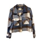 Ashley Outerwear NWT Plaid Wool Blend Shacket – Earthy Blue Brown Women’s Large Photo 2