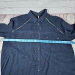 Free People  Off Campus Embellished Long Sleeve Button Down Shirt Navy Blue M Photo 7