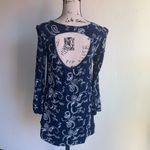 Soprano  Navy Embroidered Cut Out Tunic Dress Photo 7