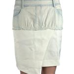 Women's White Denim Layered Fabric High Waisted Pencil Mini Jean Skirt Size S Photo 0