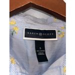 Karen Scott Pinstripe Shirt With Yellow Flower Print All Over‎ Button Down Cotton Shirt Sz S Photo 3