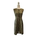 Lafayette 148 New York Size Small Sleeveless Zip Front Olive Animal Print Dress Photo 7