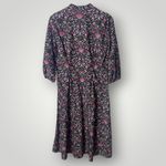 J. McLaughlin Annabelle Black Pink Floral Midi Shirt Dress 3/4 Sleeve Small Photo 5