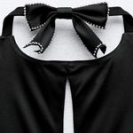ZARA NWT BLACK JEWEL BOW CUT OUT HALTER Fitted mini DRESS M Photo 4