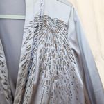 Chico's Womens Beaded Sunrise Jacket Size M Silver Open Front Quiet Luxury Chic Photo 5