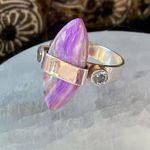 Mexican Laguna Lace & Blue Topaz Solid Sterling Silver Ring Size 9 Purple Photo 0