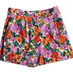 ZARA Linen Blend High Waisted Floral Shorts Multicolor Size Medium Photo 3