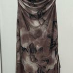 Brown floral mesh strapless dress Size L Photo 0