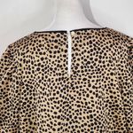 Loft Leopard Print Puffy Sleeve Blouse Size Large Tan and Black Leopard Top Photo 5