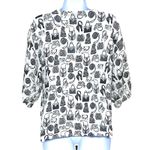 Karen Kane Handbag Purse Scarves Tie Front V Neck Blouse Top L Monochrome NWT Photo 3