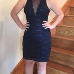 Nightway Navy Blue Tight Short Cocktail Dress Photo 0