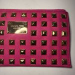 Michael Kors MICHAEL Hot Pink Zinnia Pyramid Studded Large Zip Clutch Wristlet Photo 3