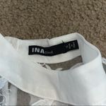 INA  white sheer shirt with butterflies, puff sleeves with elastic, smooth collar Photo 4