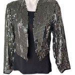 Vintage Lew Magram Silver Sequin Open Front Bolero Jacket, Sz M Size M Photo 0