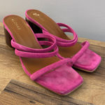 ALOHAS  Indiana Mule High Heel Suede Sandals Fuchsia Pink Photo 0