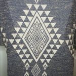 Charming Charlie Navy Blue Beige Dolman Sweater Knit Tunic Top Southwestern S Photo 4