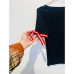 LAUREN RALPH LAUREN Black Red White Boatneck Ribbon Tie Short Sleeve Top sz PXS Photo 5