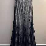 Tadashi Shoji Tadashi maxi black lace tiered dress strapless sweetheart  Silk beaded sequin Photo 2
