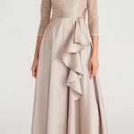 Theia Zola Bateau Mikado Lace Gown Tan Size 16 Photo 0